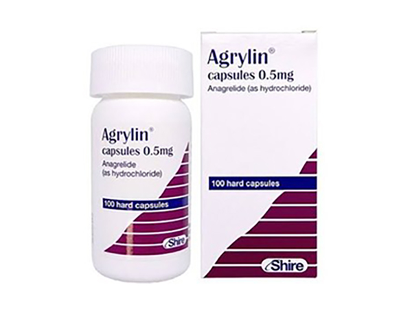 Agrylin (anagrelide hydrochloride) is a platelet-reducing agent used to treat thrombocythemia. Manufacturer: Takeda Pharmaceuticals U.S.A., Inc
