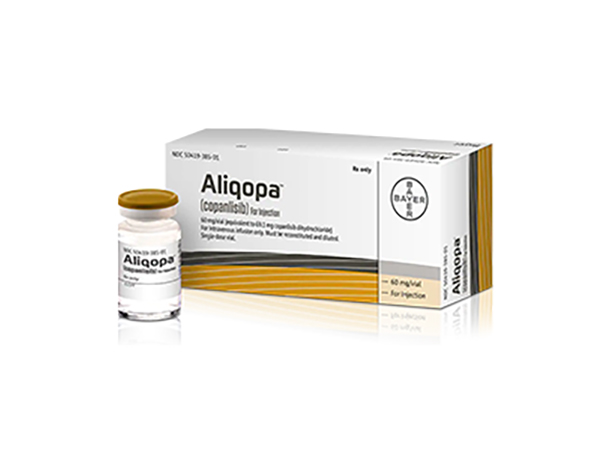 Aliqopa(Copanlisib) injection is used to treat people with follicular lymphoma (a slow-growing blood cancer) that has returned after treatment with at least two other medicine. Manufacturer: Bayer HealthCare Pharmaceuticals Inc.