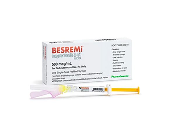 Besremi (ropeginterferon alfa-2b or ropeginterferon alfa-2b-njft) is a newly-approved, injectable medication used to treat a rare type of blood cancer called polycythemia vera (PV). Manufacturer:PharmaEssentia Corporation