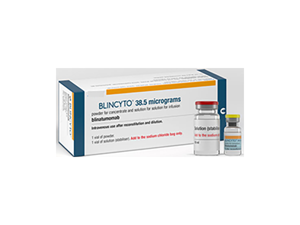 Blincyto (Blinatumomab) is a type of targeted cancer drug. It is a treatment for a type of acute lymphoblastic leukaemia (ALL) called precursor B cell ALL. Manufacturer: Amgen