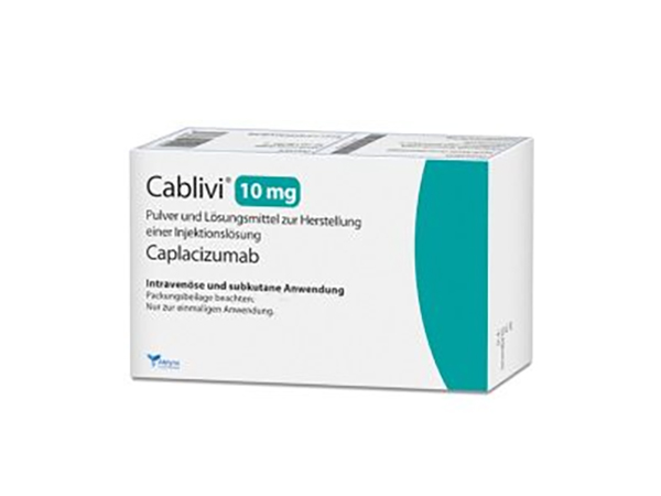 CABLIVI (caplacizumab-yhdp) is a prescription medicine used for the treatment of adults with acquired thrombotic thrombocytopenic purpura (aTTP), in combination with plasma exchange and immunosuppressive therapy. Manufacturer: Ablynx NV