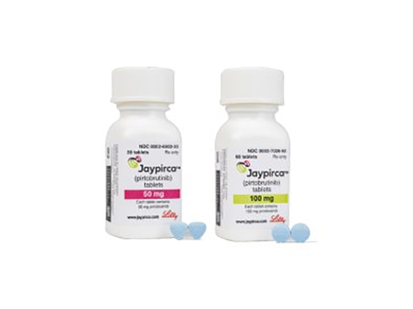 Jaypirca(Pirtobrutinib) is used for the treatment of relapsed or refractory mantle cell lymphoma after at least two lines of systemic therapy, including a BTK inhibitor, chronic lymphocytic leukemia-CLL, small lymphocytic lymphoma-SLL). Pirtobrutinib belongs to a class of drugs known as kinase inhibitors. Manufacturer: Eli Lilly