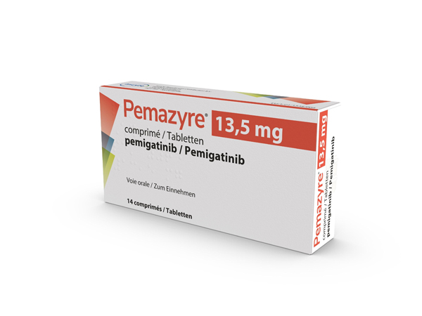 PEMAZYRE(Pemigatinib) is indicated for the treatment of adults with relapsed or refractory myeloid/lymphoid neoplasms (MLNs) with fibroblast growth factor receptor 1 (FGFR1) rearrangement. Manufacturer:Incyte Corporation