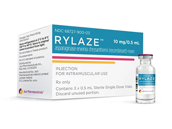 RYLAZE is indicated as a component of a multi-agent chemotherapeutic regimen given by intramuscular injection for the treatment of acute lymphoblastic leukemia (ALL) and lymphoblastic lymphoma (LBL) in adult and pediatric patients 1 month or older who have developed hypersensitivity to E. coli-derived asparaginase. Manufacturer:AGC Biologics