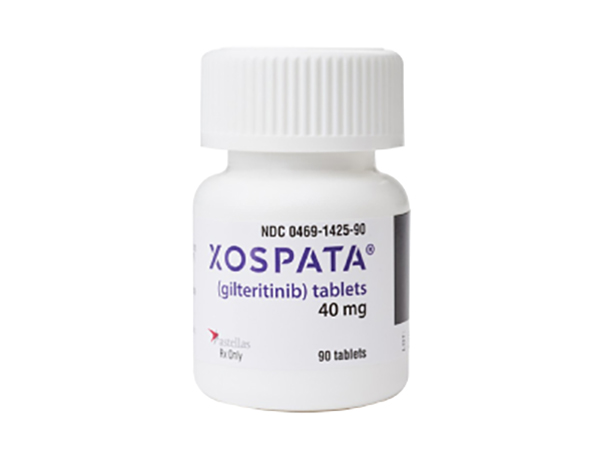 XOSPATA is used to treat adults with acute myeloid leukemia (AML) with a FMS-like tyrosine kinase 3 (FLT3) mutation or on relapse or has not improved after previous treatment(s). Manufacturer: Cerner Multum, Inc.