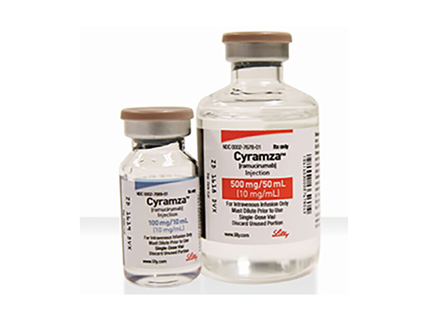Cyramza Ramucirumab is a medication that treats stomach cancer, colorectal cancer, liver cancer and lung cancer. Manufacturer: Eli Lilly