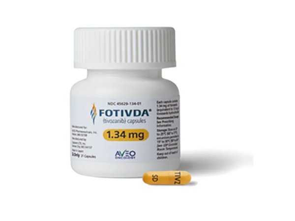 Tivozanib is a targeted drug and is also known by its brand name, Fotivda. It is a treatment for people with a type of kidney cancer called renal cell cancer. It is for people with advanced cance. Manufacturer: AVEO Pharmaceuticals, Inc.